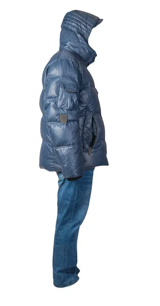 Синій Чоловічий Піджак Сині Джинси Ізольовані Білому Тлі Випадковий Одяг — стокове фото