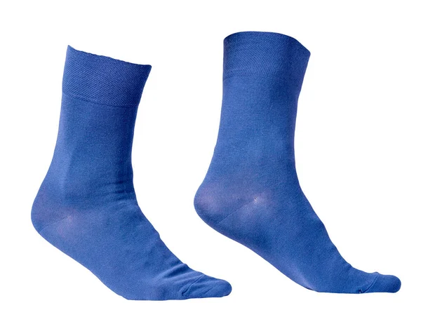 Chaussettes Bleu Coton Isolées Sur Fond Blanc Accessoires Été — Photo