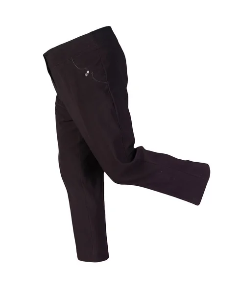 Damskie Czarne Spodnie Odizolowane Białym Tle Damskie Casual Wear — Zdjęcie stockowe