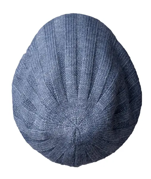 Cappello Denim Lavorato Maglia Isolato Uno Sfondo Bianco Accessorio Cappello — Foto Stock