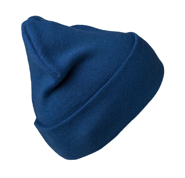 Sombrero Azul Oscuro Punto Aislado Accesorio Sombrero Background Fashion Blanco — Foto de Stock