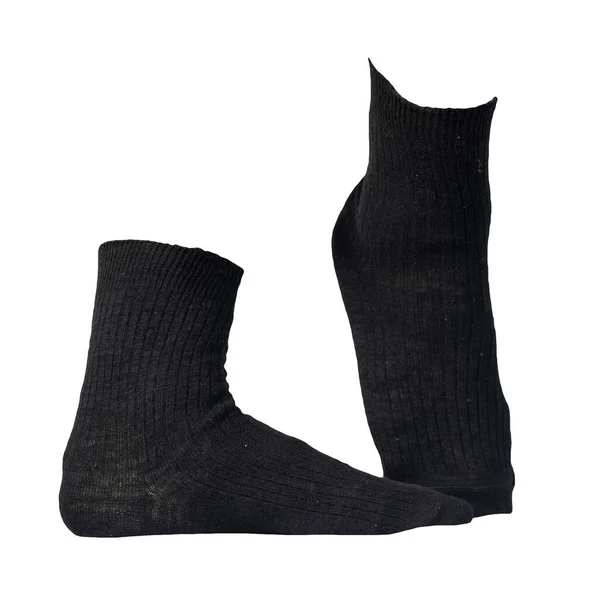 Chaussettes Noires Coton Isolées Sur Fond Blanc Accessoires Été — Photo