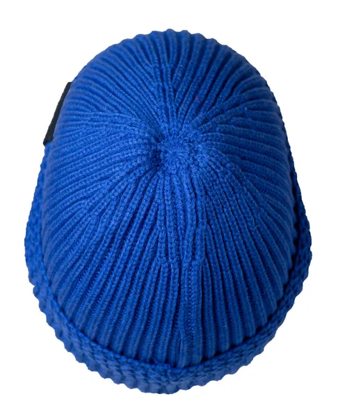 Docker Πλεκτό Μπλε Καπέλο Απομονώνονται Λευκό Φόντο Μοντέρνο Καπέλο Ράπερ — Φωτογραφία Αρχείου