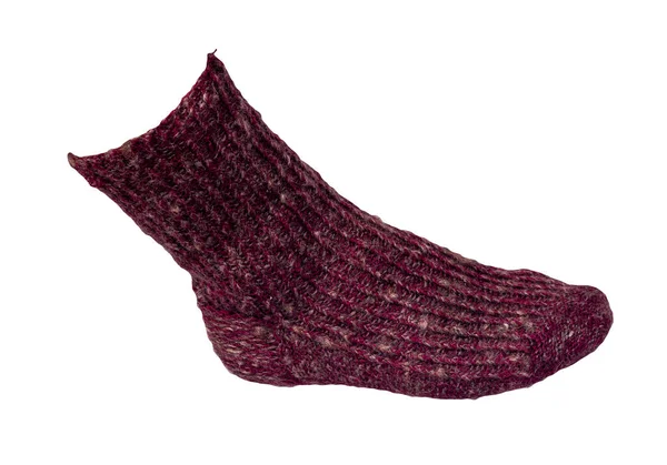 Chaussettes Bordeaux Laine Isolées Sur Fond Blanc Accessoires Hiver — Photo