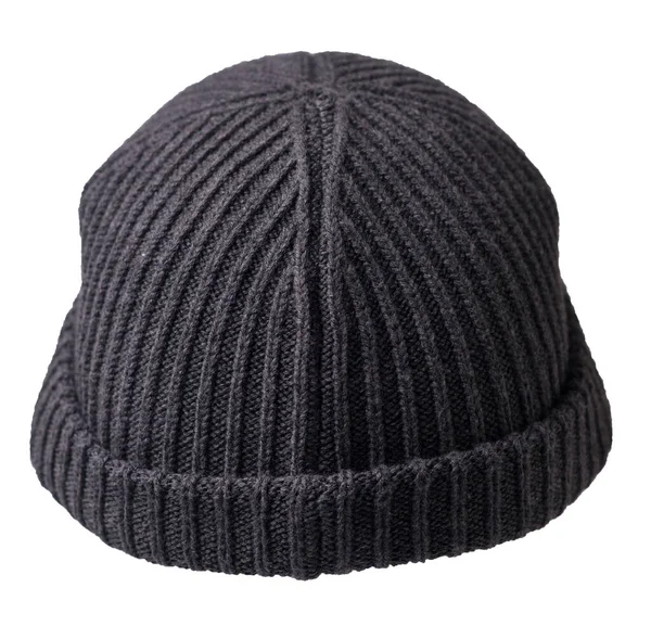 Docker Cappello Grigio Scuro Lavorato Maglia Isolato Sfondo Bianco Cappello — Foto Stock