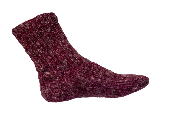 Chaussettes Bordeaux Laine Isolées Sur Fond Blanc Accessoires Hiver — Photo