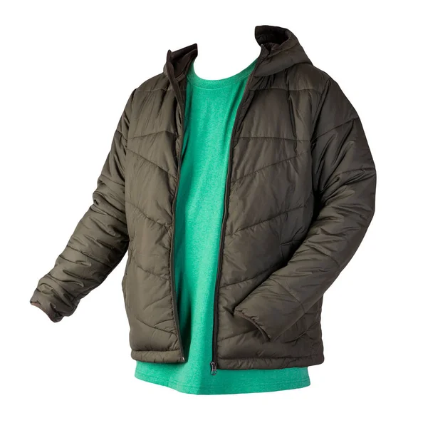 Chaqueta Con Cremallera Verde Oscuro Retro Heather Camiseta Verde Aislada — Foto de Stock