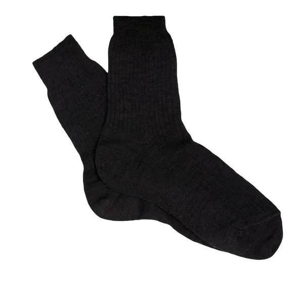 Bomull Svarta Strumpor Isolerad Vit Bakgrund Sommar Accessories Socks Ovanifrån — Stockfoto