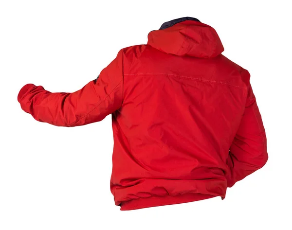 Männliche Rote Jacke Mit Reißverschluss Und Kapuze Auf Weißem Hintergrund — Stockfoto