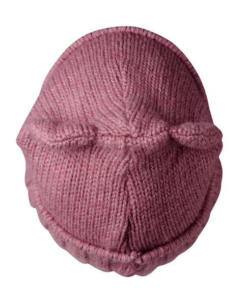 Cappello Rosa Donna Vista Dall Alto Cappello Lavorato Maglia Isolato — Foto Stock