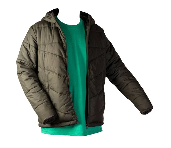 Chaqueta Con Cremallera Verde Oscuro Retro Heather Camiseta Verde Aislada — Foto de Stock