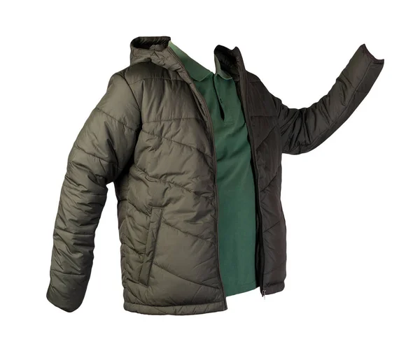 Camiseta Verde Los Hombres Chaqueta Verde Oscuro Aislado Ropa Background — Foto de Stock