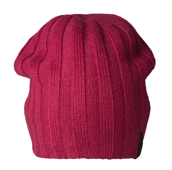 Chapeau Rouge Tricoté Isolé Sur Fond Blanc Accessoire Chapeau Mode — Photo
