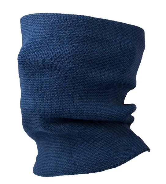 蓝色围巾防风面具 白色背景隔离 羊毛围巾 Face围巾 — 图库照片