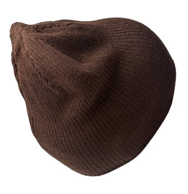 Örülmüş kahverengi şapka, beyaz bir arka planda izole edilmiş. Sıradan bir tarz için moda şapka aksesuarı.