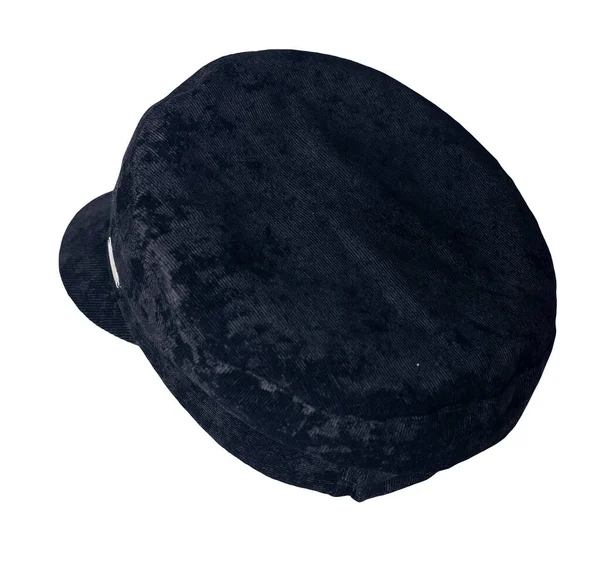 头戴黑色帽子 帽面与白色背景隔离 彩色帽子 — 图库照片