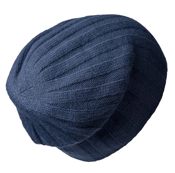 Sombrero Azul Oscuro Punto Aislado Accesorio Sombrero Background Fashion Blanco — Foto de Stock