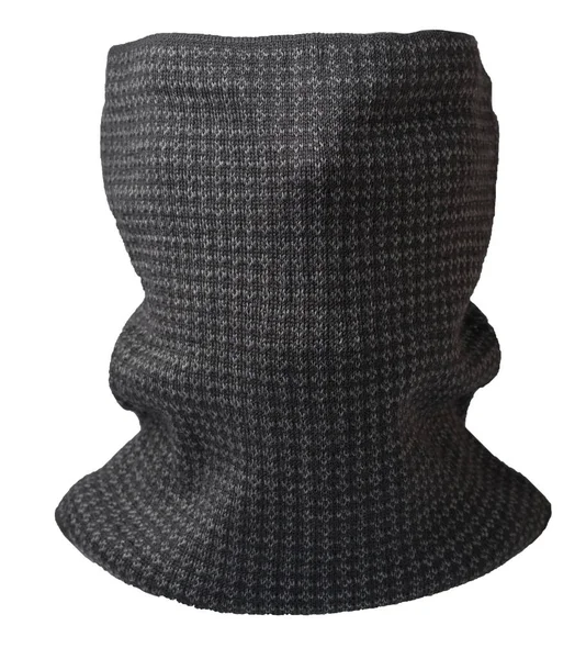 灰色黑色围巾防风面具 白色背景隔离 羊毛围巾 Face围巾 — 图库照片