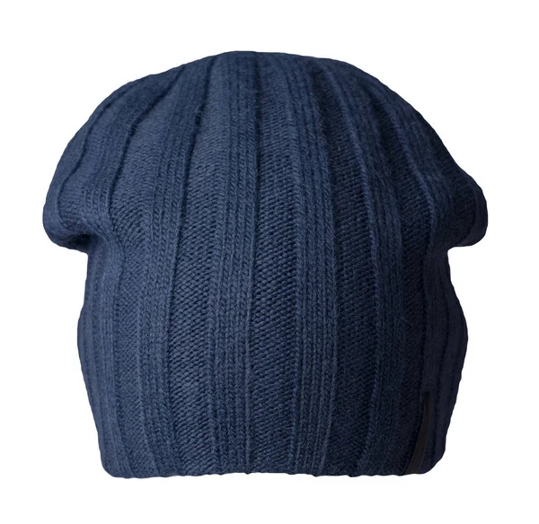 Strikket Mørkeblå Hat Isoleret Hvid Baggrund Fashion Hat Tilbehør Til - Stock-foto