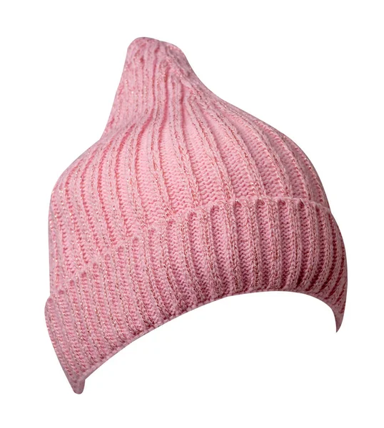 Sombrero Rosa Mujer Sombrero Punto Aislado Sobre Fondo Blanco —  Fotos de Stock