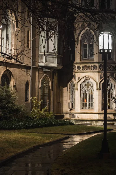 Path to the church and spirituality at night