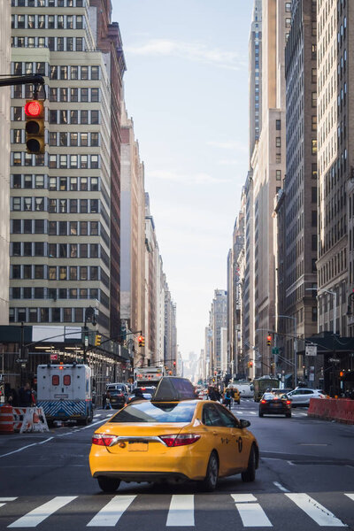 Yellow Cab engage in the streets of Manhattan in New York