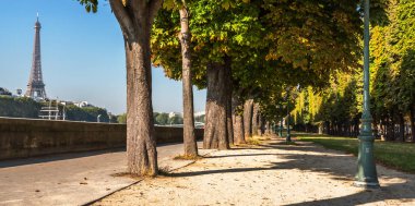 Paris Seine dolgu üstünden Eyfel Kulesi Sabah manzara