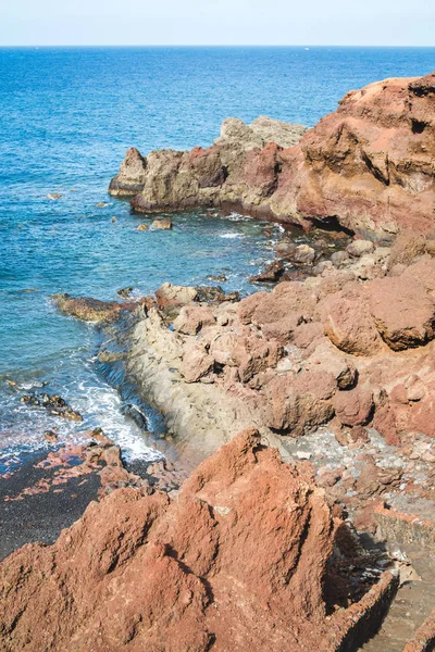 Skaliste wybrzeża El Golfo na wyspie Lanzarote — Zdjęcie stockowe