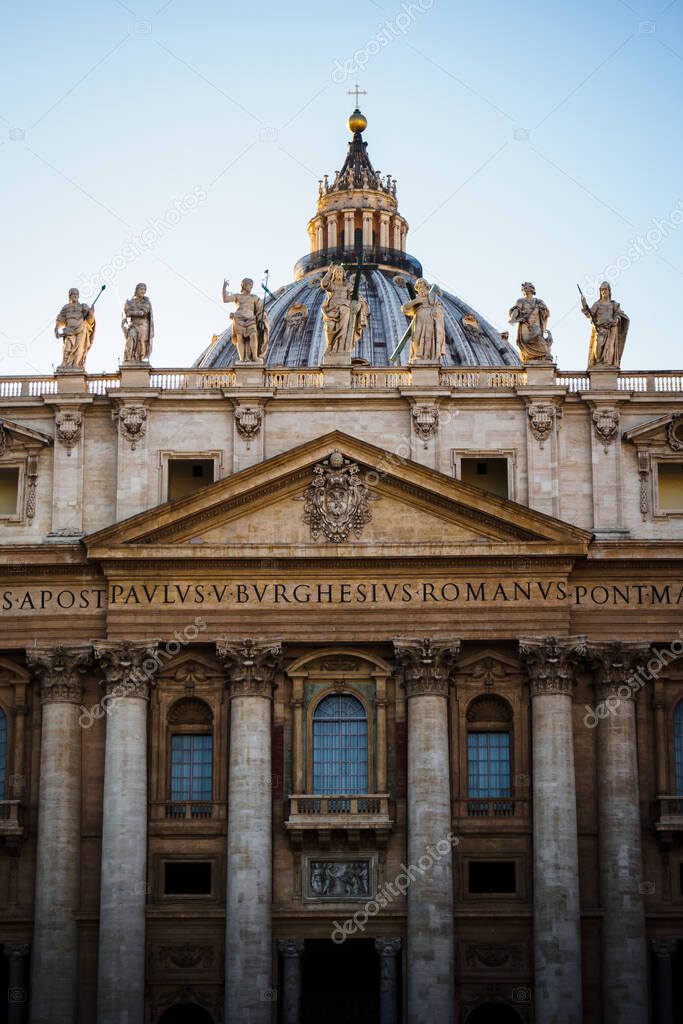 Close up on the Vatican facade in Rome, Italy