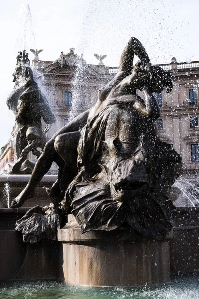 Statue Fountain Republic Square Rome Italy Stock Image