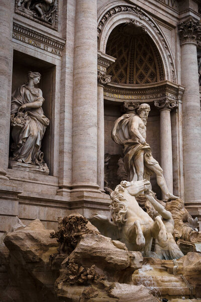 Statue of Neptune in the Trevi Fountain in Rome, Italy