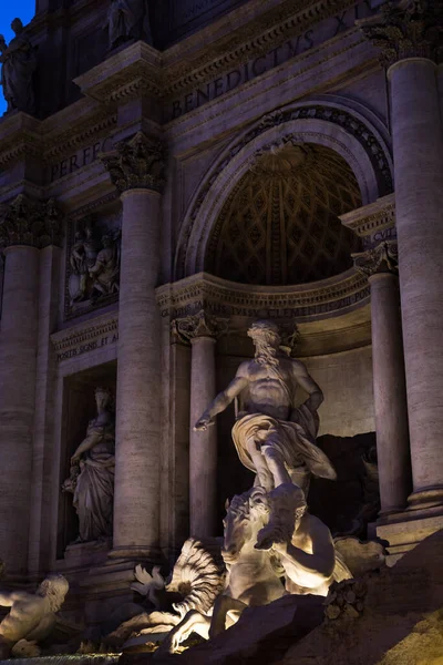 Fonte Trevi Com Deus Netuno Noite Roma Itália — Fotografia de Stock