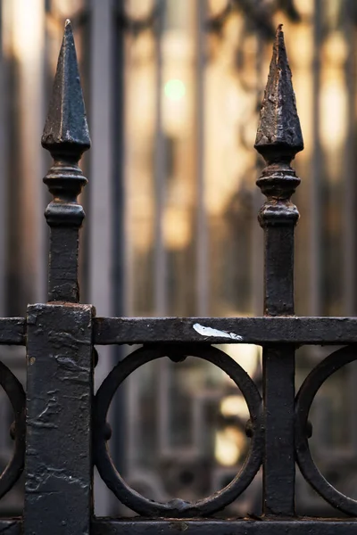 Paris 'te dövülmüş demir bir giriş kapısına yakın plan.