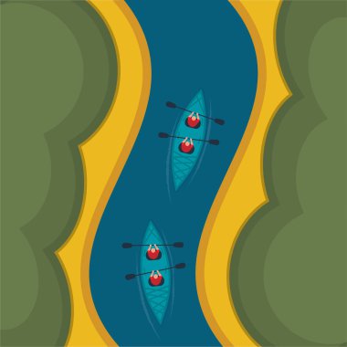 Kano kürekçilerizometrik üst görünüm