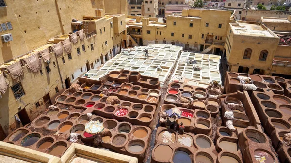 Βυρσοδεχεία Της Φεζ Στο Μαρόκο — Φωτογραφία Αρχείου