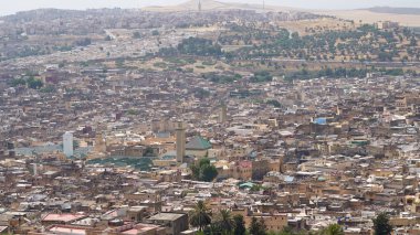 Fas'ta Fez eski medine panoramik hava görünümü.
