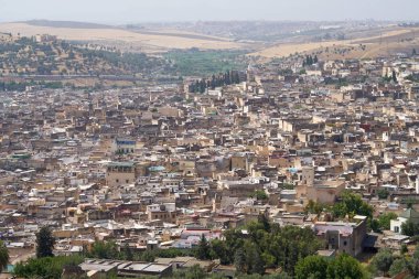 Fas'ta Fez eski medine panoramik hava görünümü.