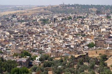 Fas'ta Fez eski medine panoramik hava görünümü.