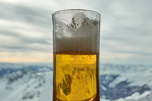 German Beer Glass Alpine Mountains Zugspitze Peak Germany — Stock Photo, Image