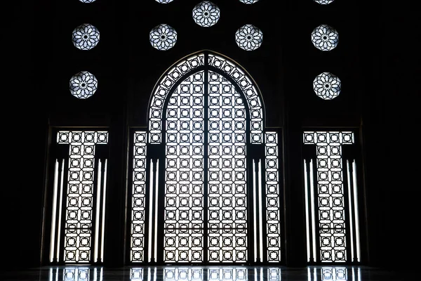 Ventana Con Adorno Interior Mezquita Hassan Casablanca Marruecos —  Fotos de Stock
