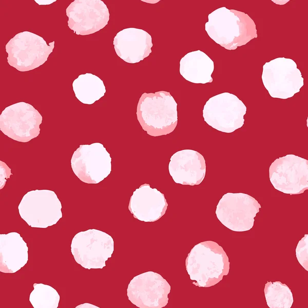 Vector aquarel Polka Dot patroon wit op rood — Stockvector