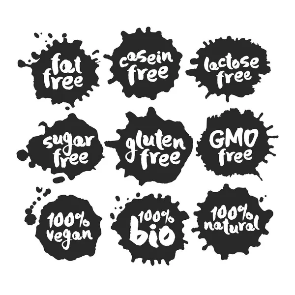 Siyah Inkblots sette Eco Vegan gıda etiketleri