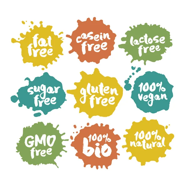 Renk Inkblots sette Eco Vegan gıda etiketleri