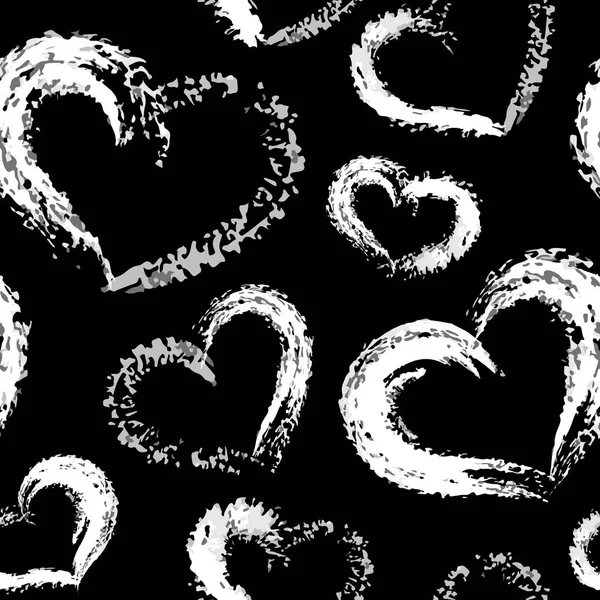 Siyah Beyaz Model vektör kuru fırçalama Valentine Kalpler