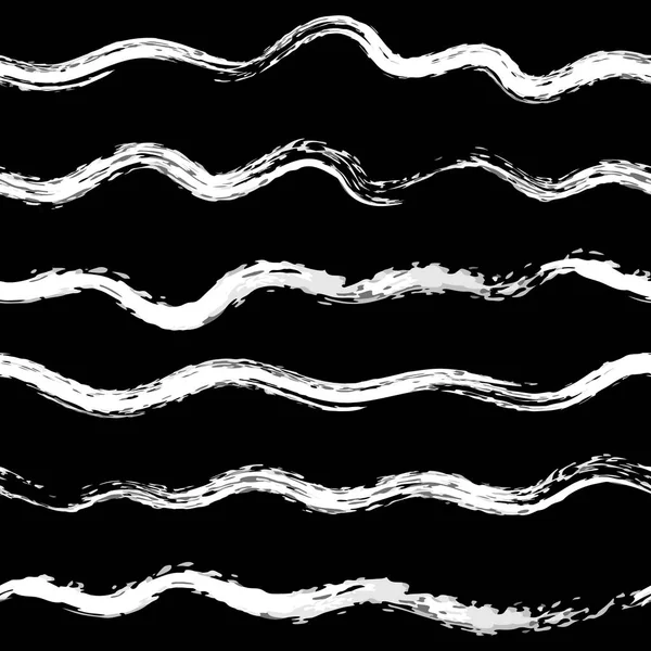 Vector Ocean Waves modello bianco su nero — Vettoriale Stock