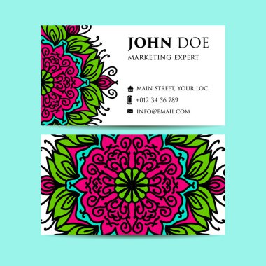 Vintage dekoratif öğeler. Kartvizit. Süs çiçek. Oryantal desen illüstrasyon. Islam, Arapça Hint Türk motifleri