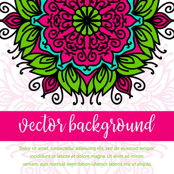 Quadratische Vorlage Einladen Vektoreinladung Mit Mandala Design Element Rundes Blütenornament — Stockvektor
