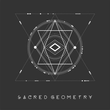 Ezoterik kutsal geometri vektör siyah arka plan üzerine