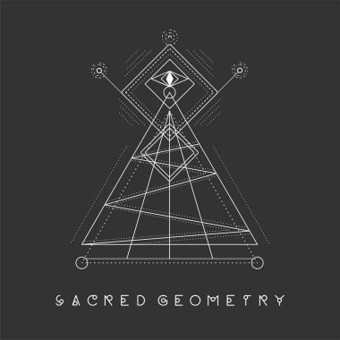 Ezoterik kutsal geometri vektör siyah arka plan üzerine