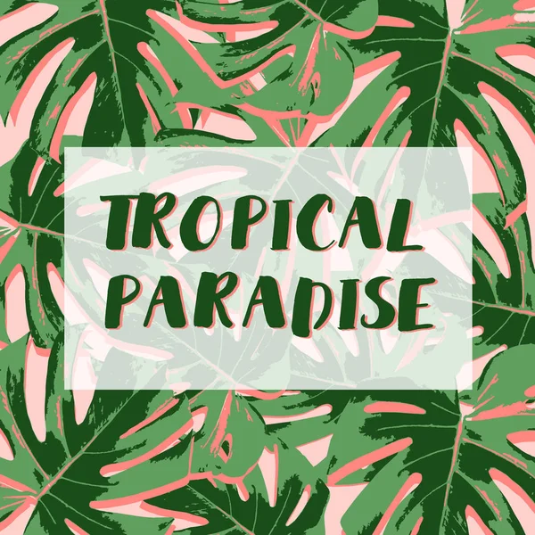 Vector tropische paradijs achtergrond tropische bladeren art — Stockvector